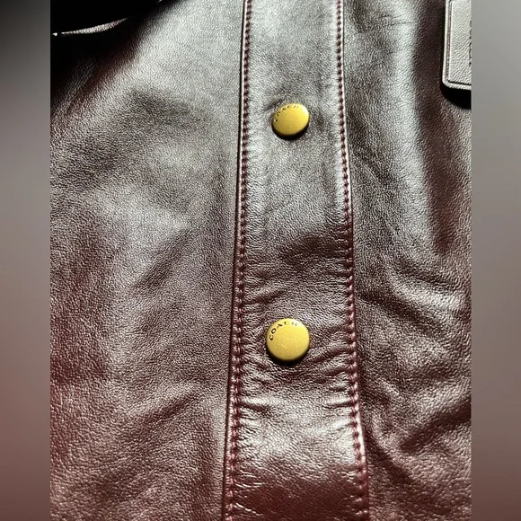 NEW COACH Espresso Lamb Leather Mahogany Snap Front Slit Midi Belt Skirt sz 0 - Picture 8 of 15